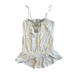 Bebe Vintage Y2K White Embellished Drop waist Fairy Grunge Tank Camisole S